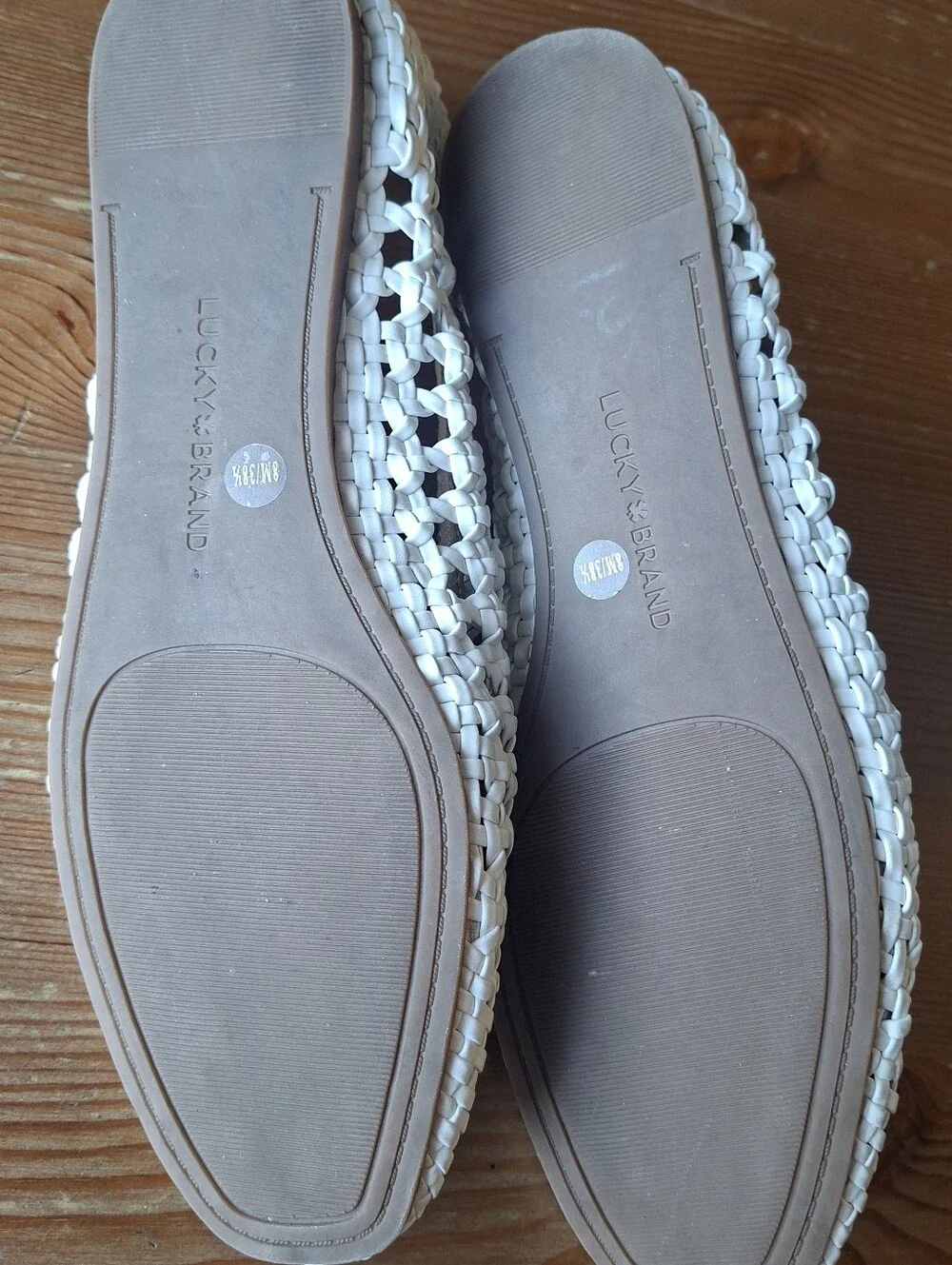 Lucky Brand Woven Leather Ballet Flats , White Size 8